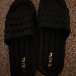 TECS Black Slide Sandals